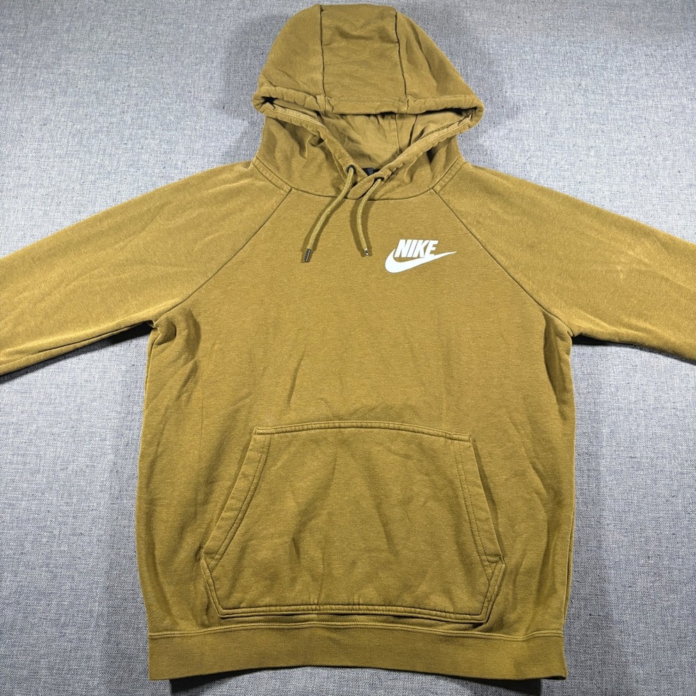 Nike Hoodie Women Small Olive Gold Sportswear Essential Pullover CI1192-368